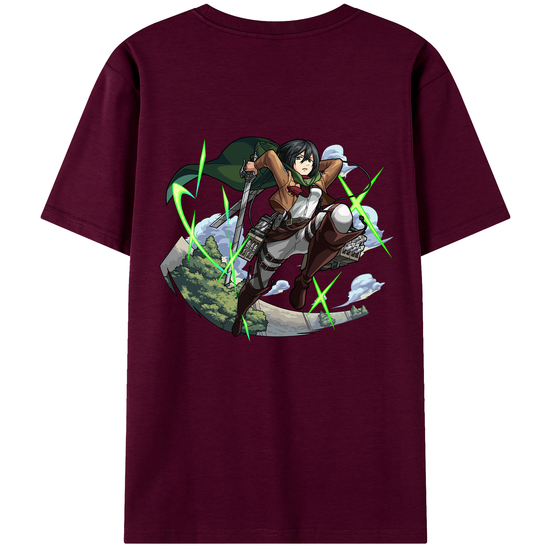 （画像用） 進撃の巨人 ミカサ·アッカーマン Attack on Titan Mikasa Ackerman レディース半袖Tシャツ(バックプリント)